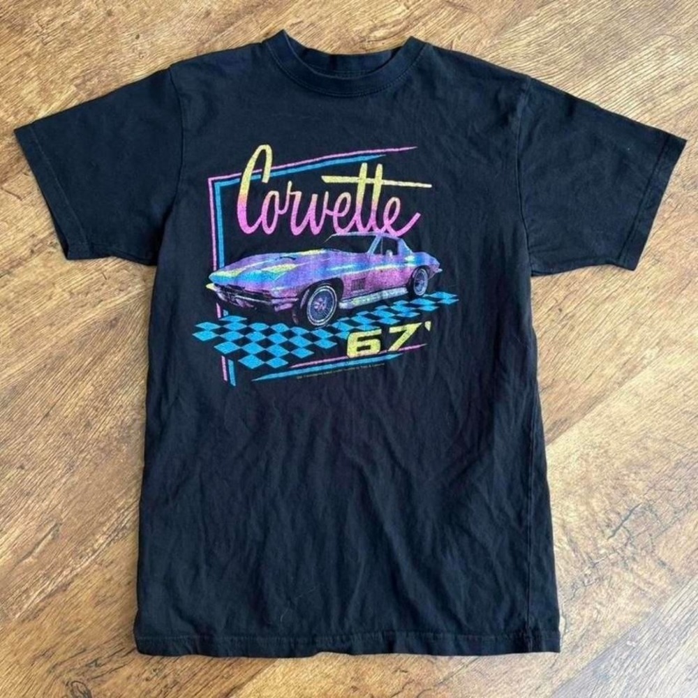 Black Corvette 67 t shirt with color vibes streetwear‎ y2k